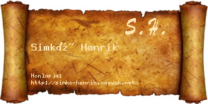 Simkó Henrik névjegykártya