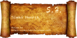 Simkó Henrik névjegykártya